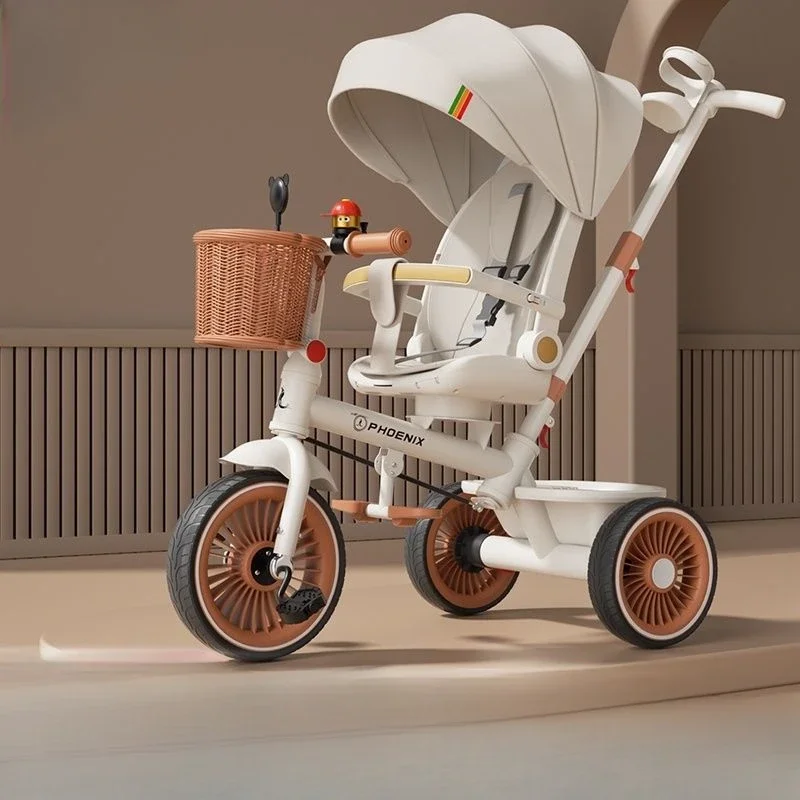 Triciclo infantil empurrado à mão, carrinho de bebê de três rodas, leve, bicicleta infantil multiuso