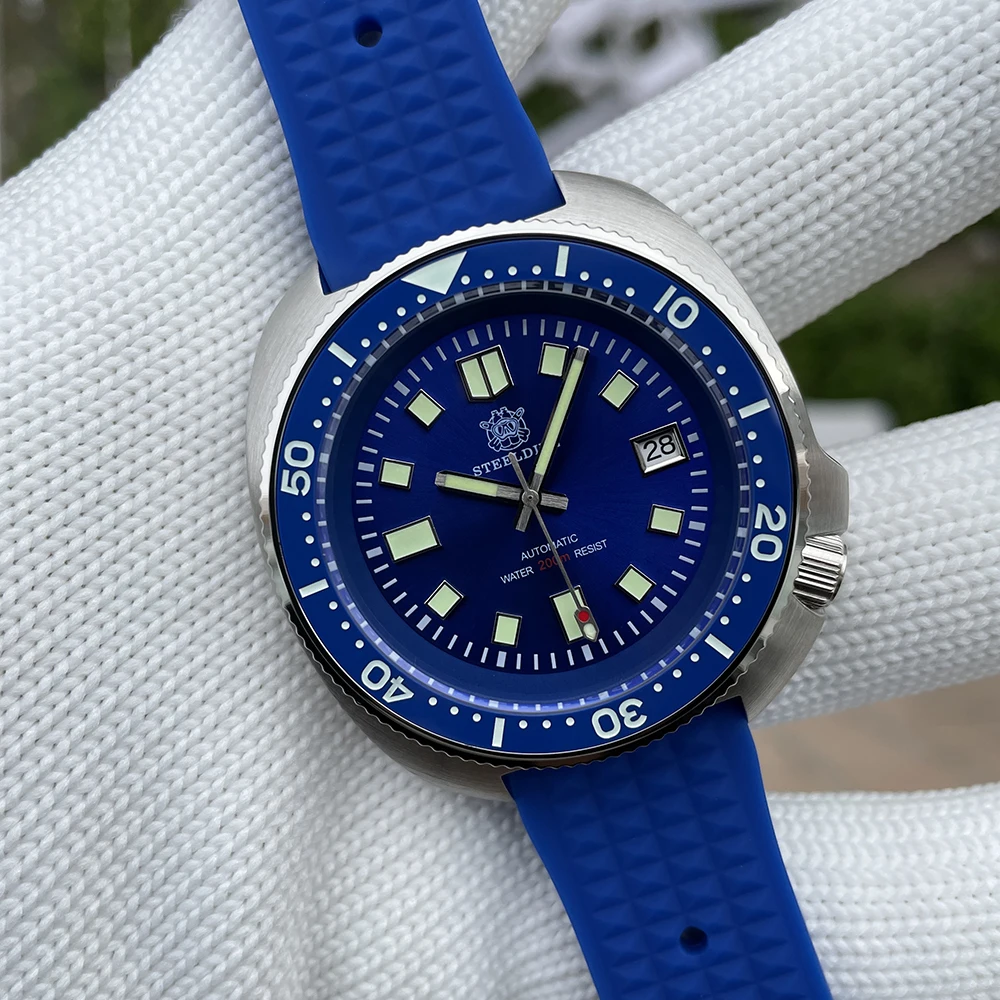 SD1970 Steeldive Marke 44MM AR-Beschichtung Saphirglas 200M wasserdichte Turtle Herren NH35 Automatik-Taucheruhr mit Keramiklünette 7