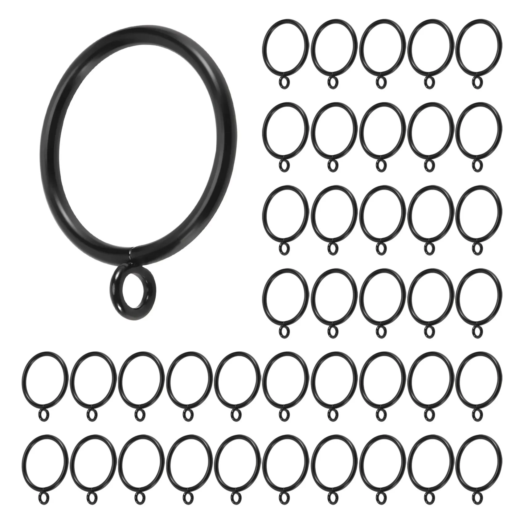 

40 Pack 1.5 Inch (38Mm) Inner Diameter Metal Curtain Rings Drapery Eyelet Curtain Rings - Black