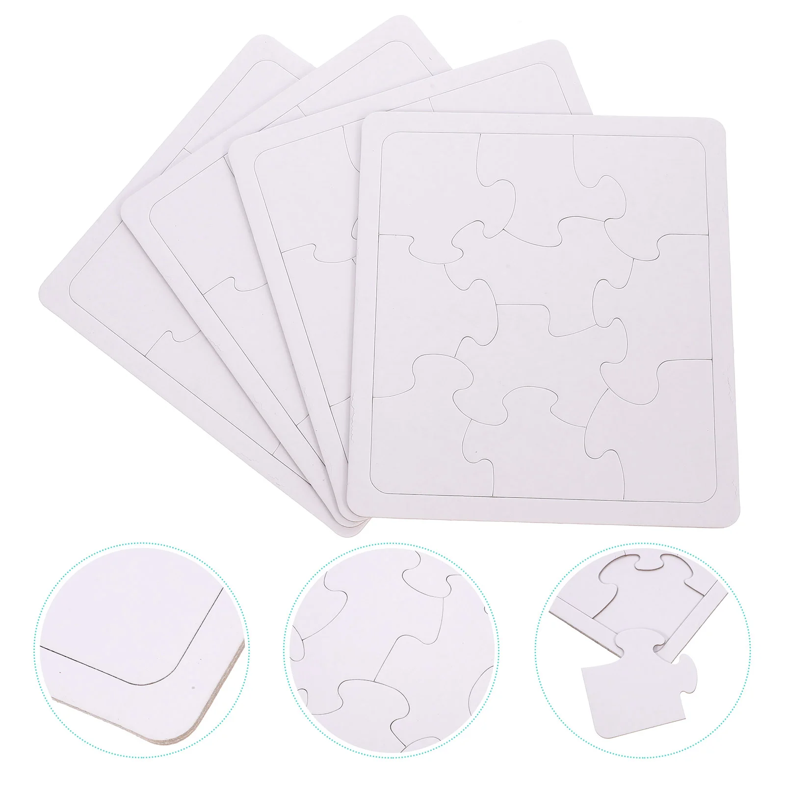 

4 Sheets Children's Puzzle Toys Paintable DIY White Matching Kids Drawing Craft Jigsaw Blank Puzzles Blanks Decorate