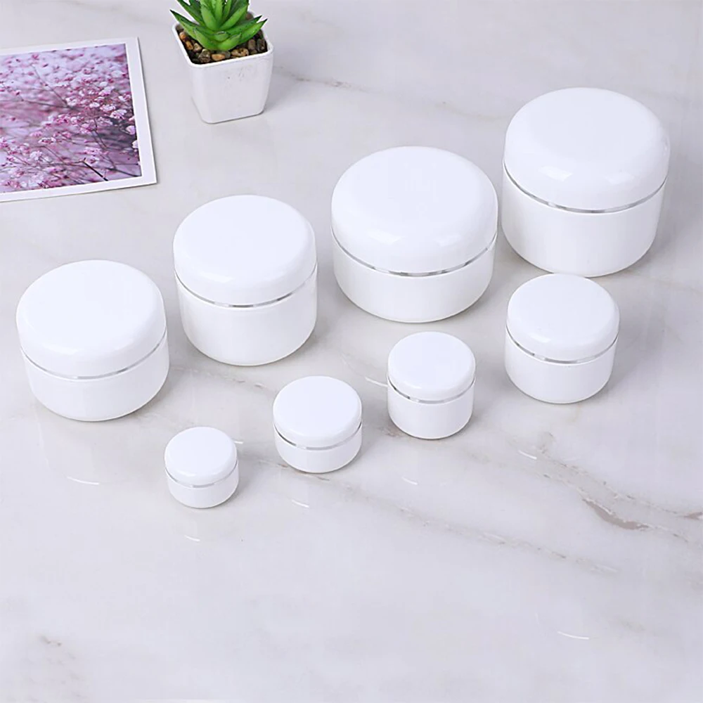 30pcs 10g 20g 30g 50g 100g Cosmetic Cream Jar Pot Empty Plastic Makeup Sample Bottle Refillable Cosmetic Container White