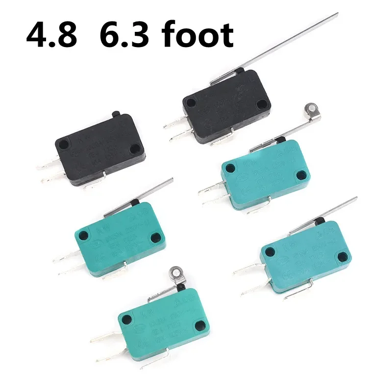 Limit Microswitch 5pcs 5A 250V 125V NO + NC + COM 6.3mm 3 Pins SPDT Micro Switch 28mm 52mm Arc Roller Lever Touch Switch