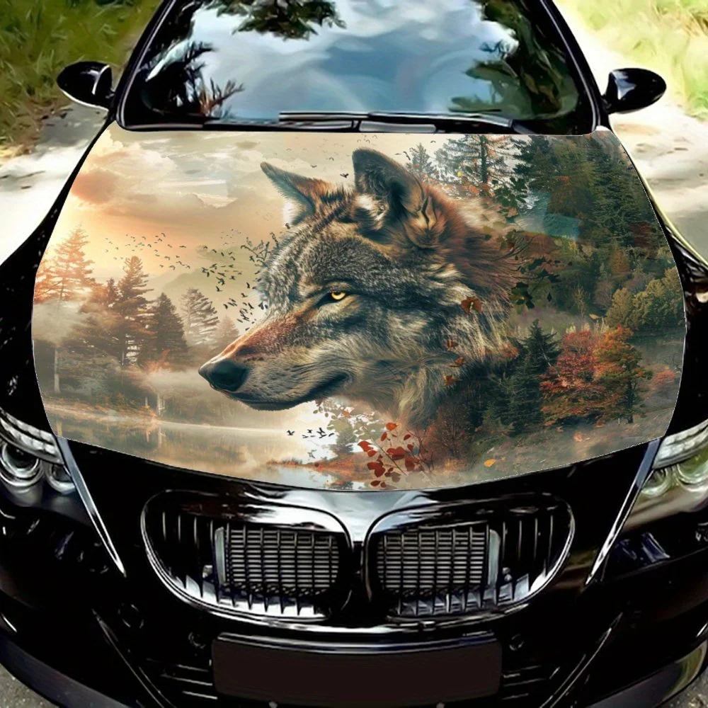 

Wolf's Eye on Autumn: A Wilderness Vigil in the Forest Canvas; Car Vinyl Wraps, Vinyl Car Hood Graphics, Vinyl Pattern Design