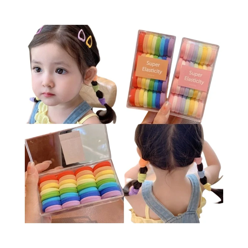

32-Piece Assorted Color Hair Ties Kids' High-Elastic Hair Bands Candy-Colored Hair Bands Large Size, Versatile & Durable