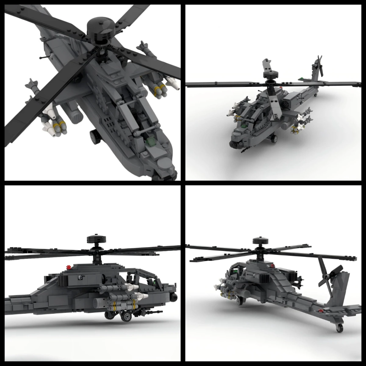 MOC Creative Space Military Series Mini AH-64 Apache Armed Helicopter Building Block Model Children's Assembly Toy Birthday Gift