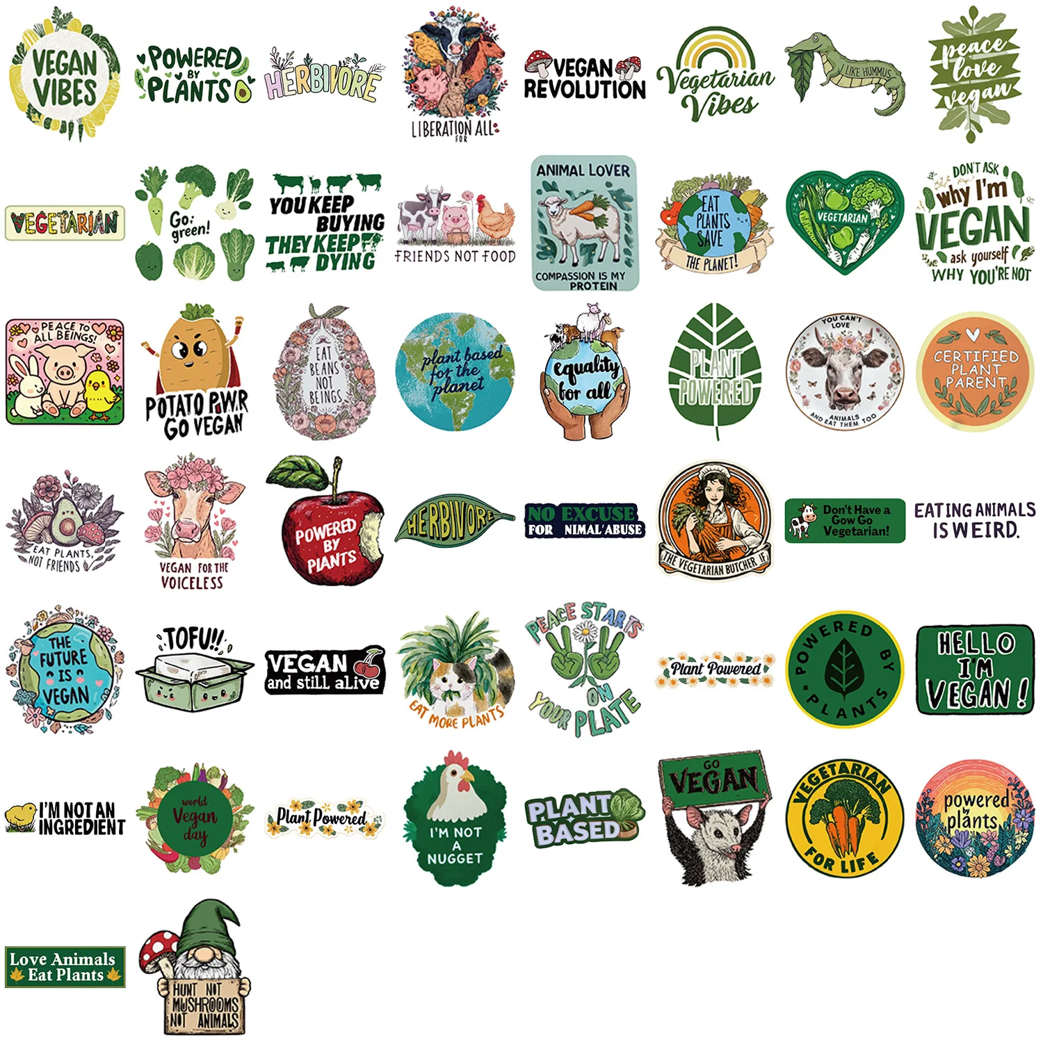 

10/50PCS Cartoon Vegetarian Graffiti Stickers Exquisite Fashion DIY Toys for Bottle Scrapbook Travel Bag Aesthetic Decals