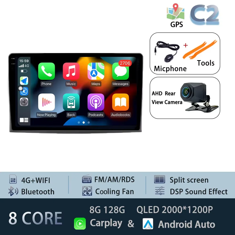 For Toyota Corolla Verso Spacio E120 2001-2007 Autoradio Carplay WIFI Car Radio GPS Navigation Multimedia Video Stereo DSP Audio