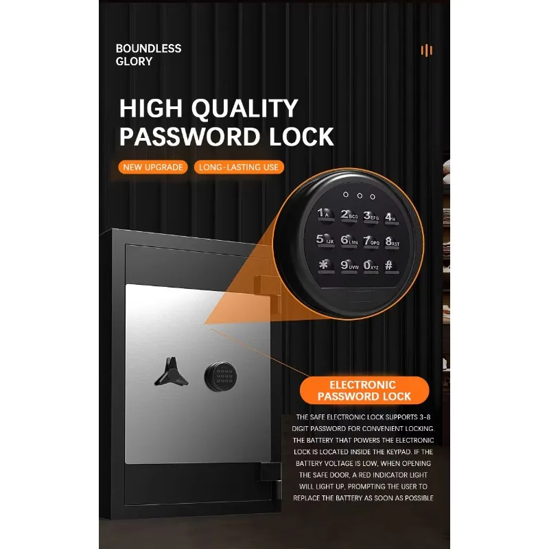 Heavy Duty Metal Fireproof Safe Box Steel Security Cash and Money Coffre Home Fireproof Safe