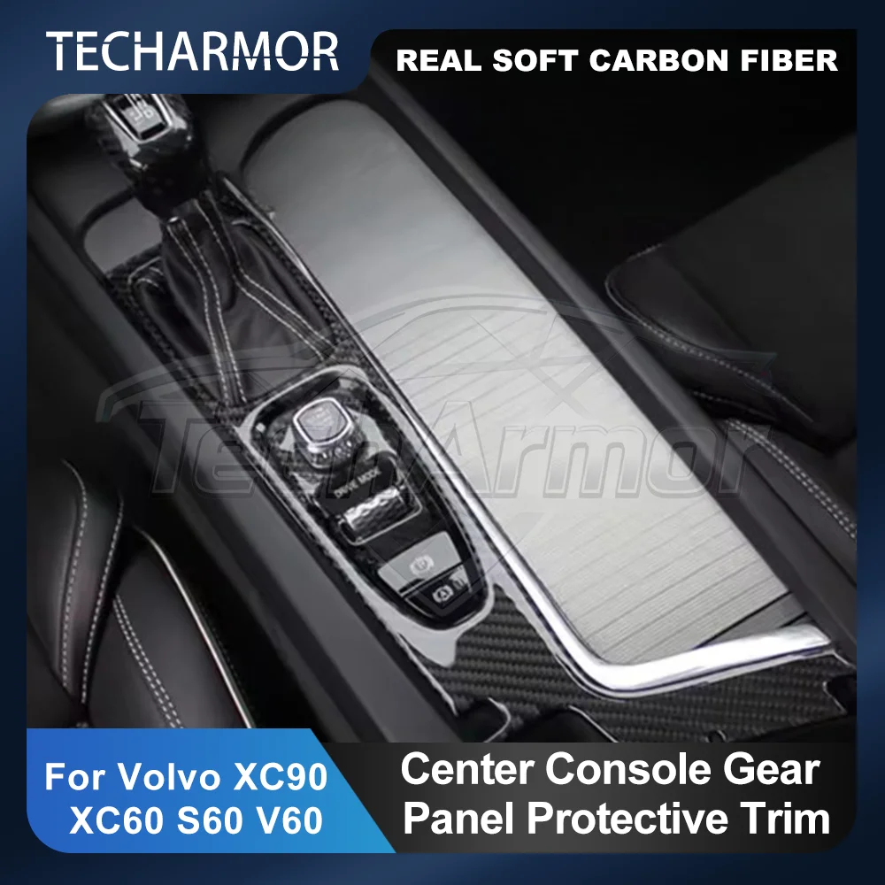 Car Center Console Gear Panel Carbon Fiber Sticker Protector Set For Volvo CX60 S60 V60 CX90 2018-2025 Auto Interior Accessories