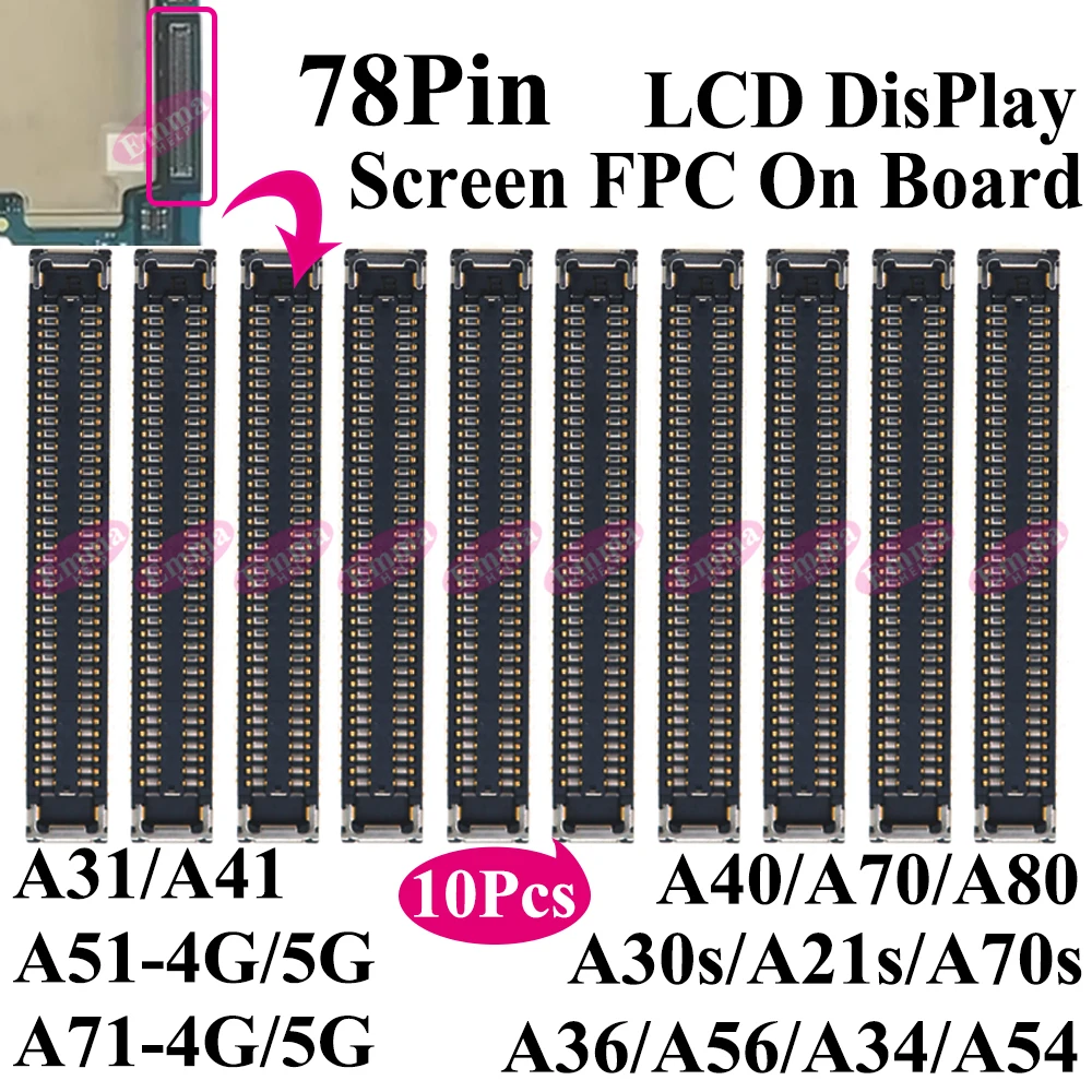 10pcs LCD Display Screen Flex FPC Connector Port On Board For Samsung Galaxy A31 A41 A51 A71 A70 A40 A80 A21S A30S A36