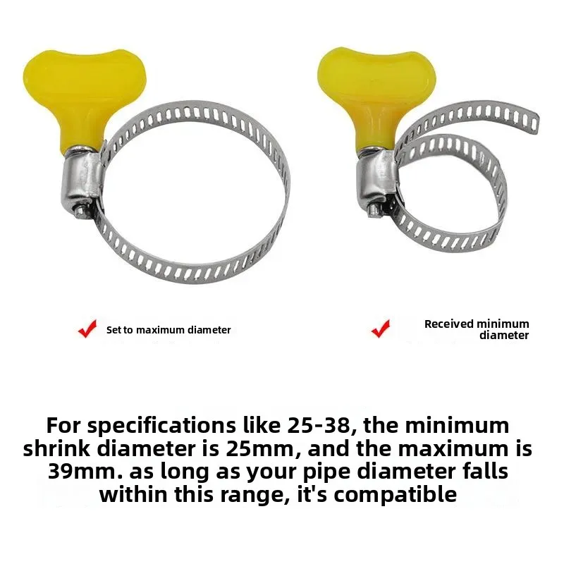 5/10pcs 8-44mm Adjustable Yellow Plastic Handle Hand Twist Hose Clamps Worm Driving 201 Stainless Steel Pipe Clips For Tube