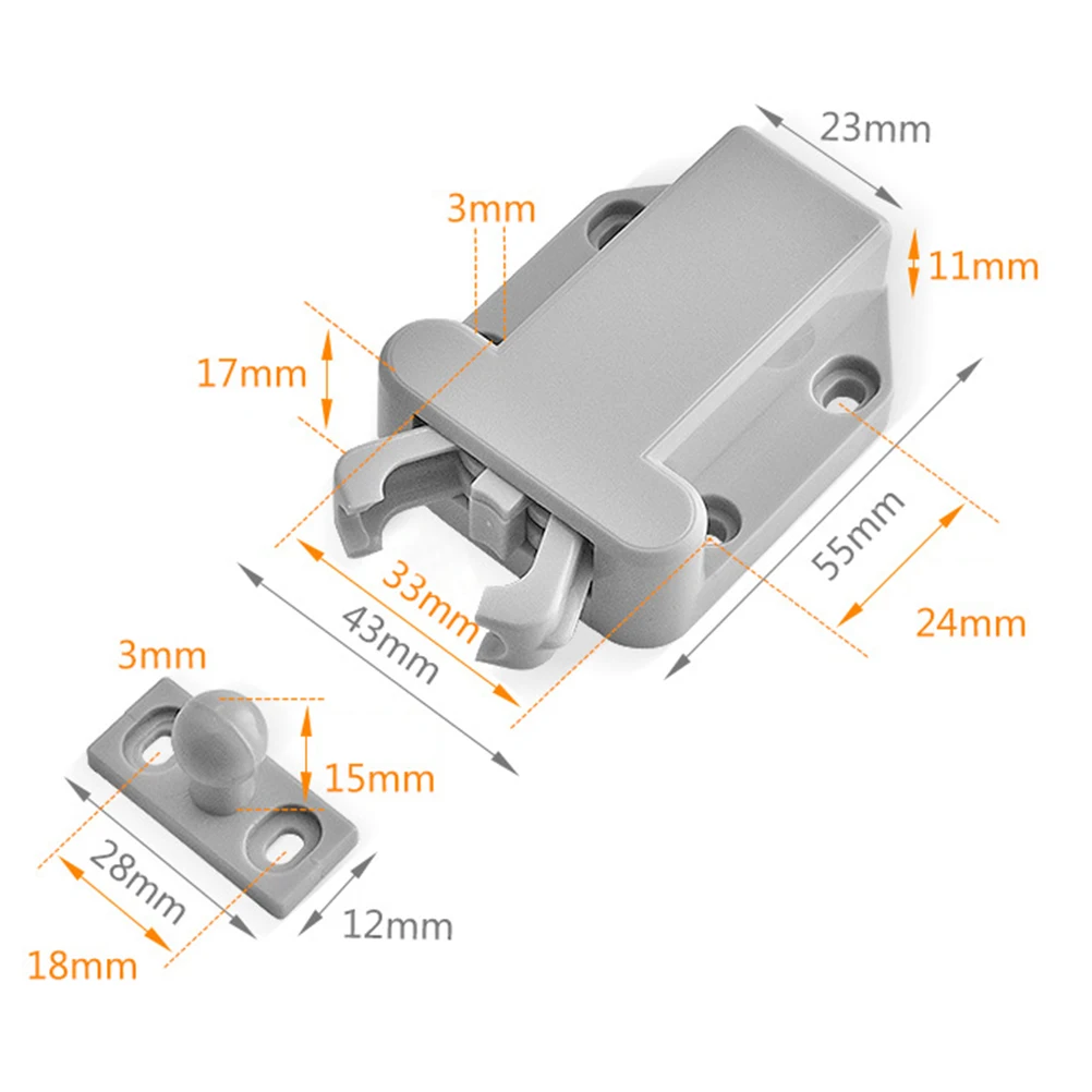 

4Pcs Self-Locking Device Plastic Push Latch for Cabinet Cupboard Drawer Safe Touch Rebounding Catch Lock Drawer Safe Push Latch