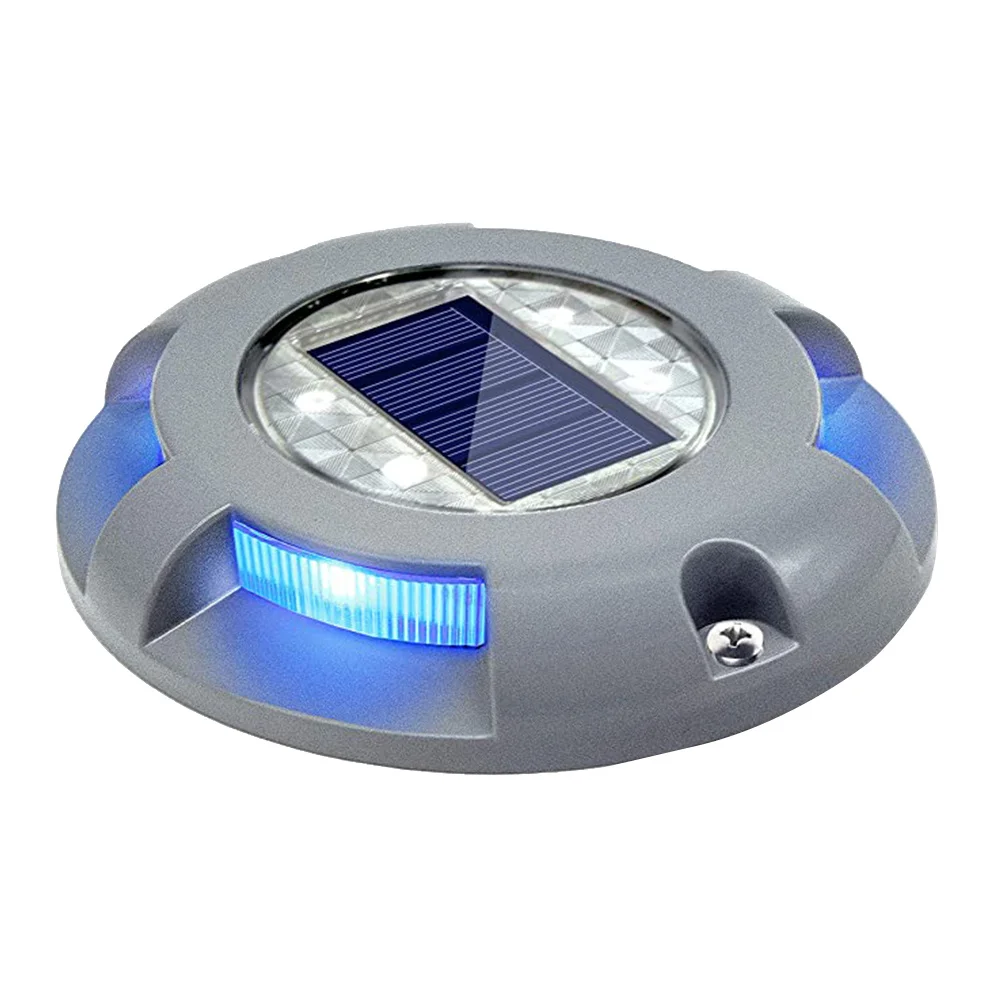 4 LED الشمسية الأرض مصباح سبائك الألومنيوم العملي سطح الممر تحت الأرض الطريق الضوء الأزرق الفضة الأرض مصباح سطح السفينة الخفيفة #6
