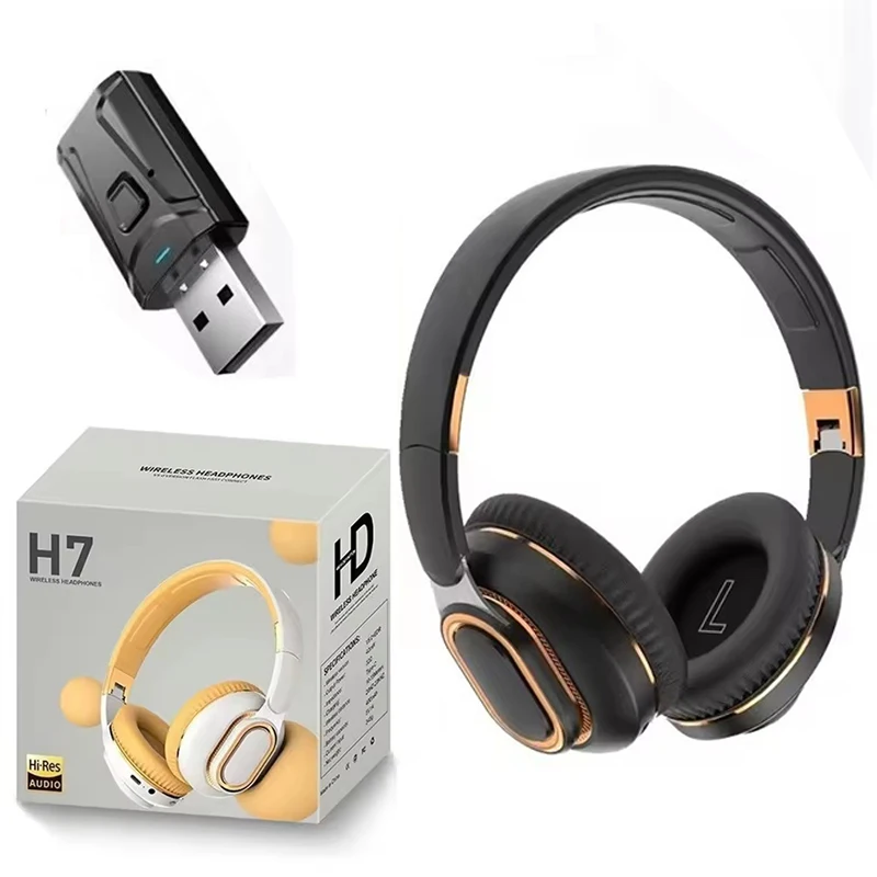 

H7 Tv Bluetooth Headphone Wireless Headset With Mic USB Adaptor Headset Noise Cancelling Stereo Foldable Bass For TV Earphone