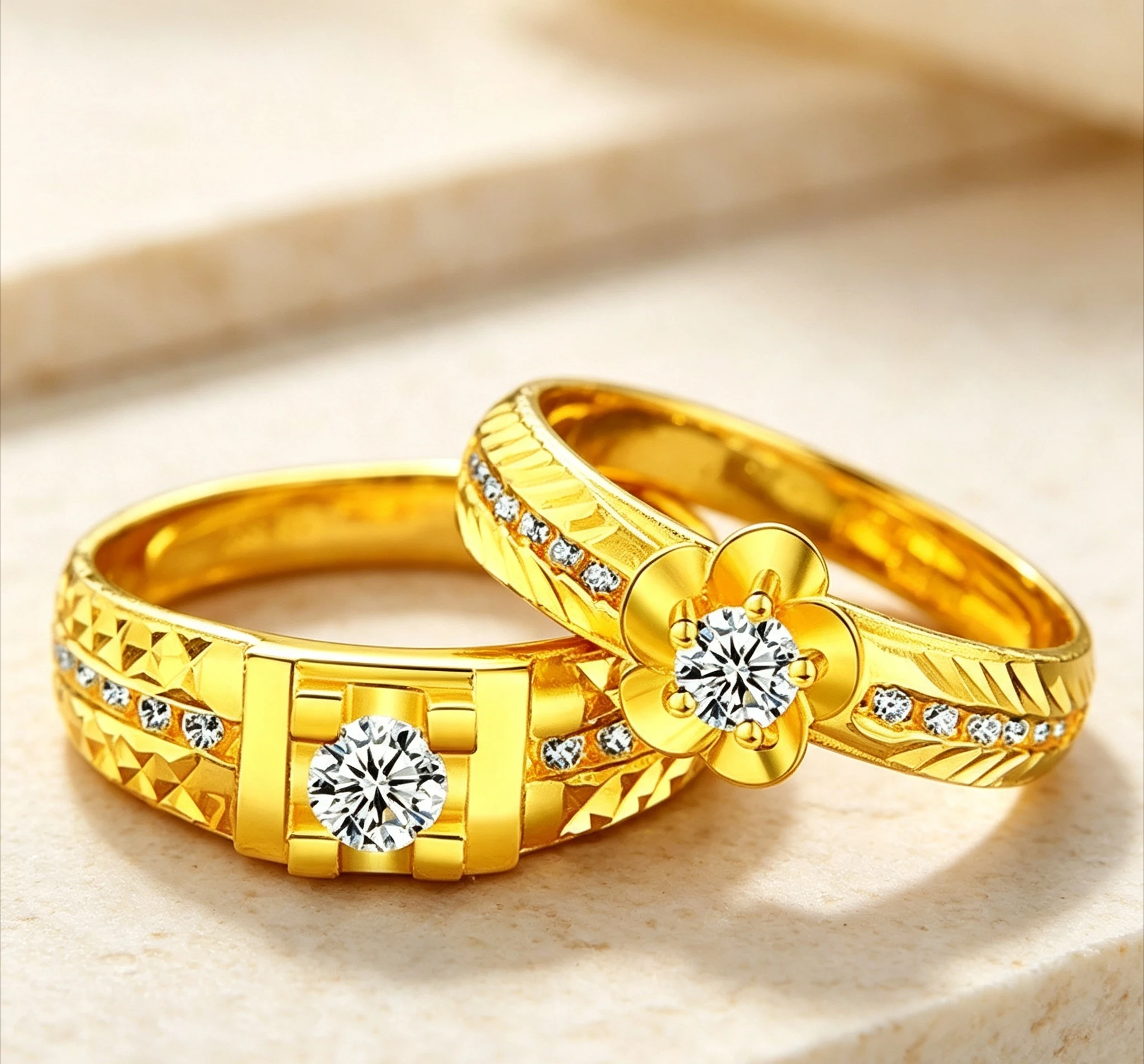 Real Gold Couple Ring Vietnam Shajin Wedding First Accessories  Giving gift for a friend