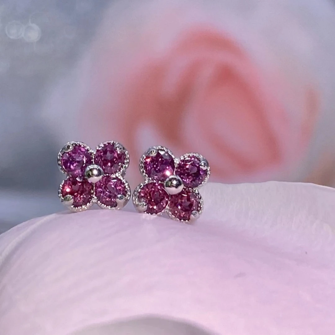 

KJJEAXCMY High clarity Natural Garnet S925 silver exquisitely Earrings Full of luster Simple,Design High-End Bestseller Gift
