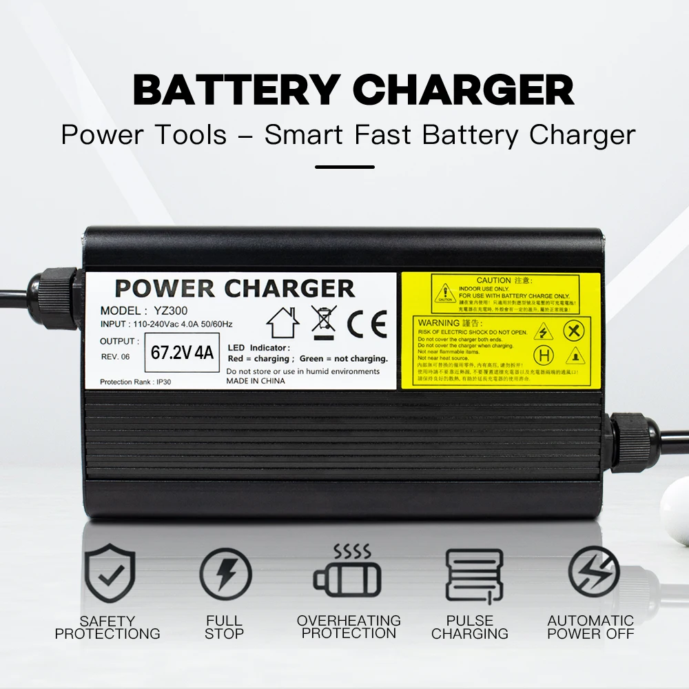 YZPOWER 67,2 V 4A Lithium-Batterie-Ladegerät 16S 60 V Akku Elektrowerkzeuge Universelles intelligentes Schnellladegerät mit Lüfter – Detail 4
