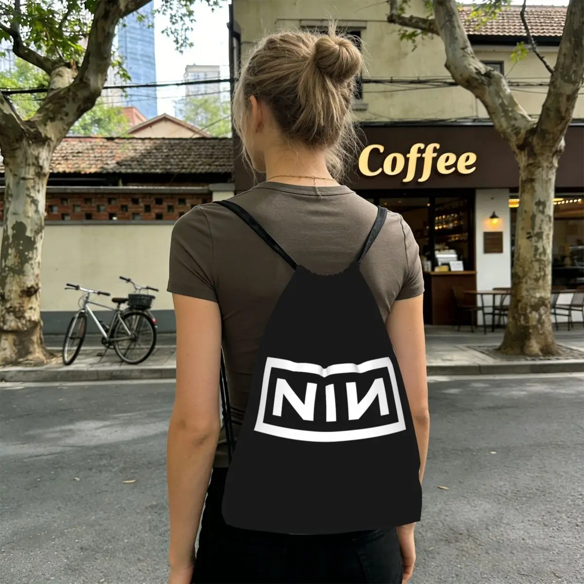 NIN Logo Nine Inch Nails Backpacks Multi-function Drawstring Bundle Pocket Storage Bag Book Bags for Travel School