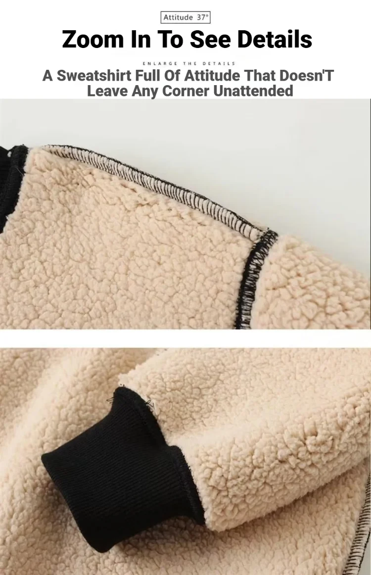 CHUANGERM Koreanisches Modisches Plüsch-Freizeit-Unterwäsche-T-Shirt für Herren, Herbst-Winter, Fleece-gefüttertes, warmes Oberteil mit langen Ärmeln – Detail 6