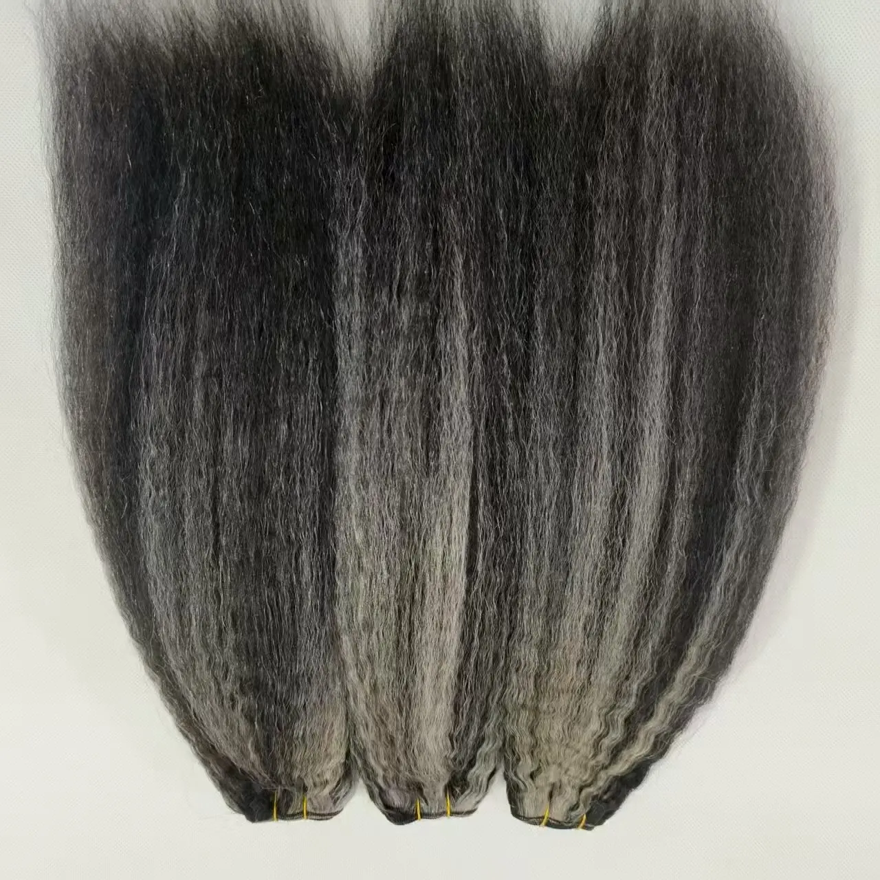 تسليط الضوء على البيانو الرمادي الملون ياكي غريب حزم من شعر مفرود الشعر البشري فضي رمادي وأسود ملحقات لحمة النسيج للنساء #6