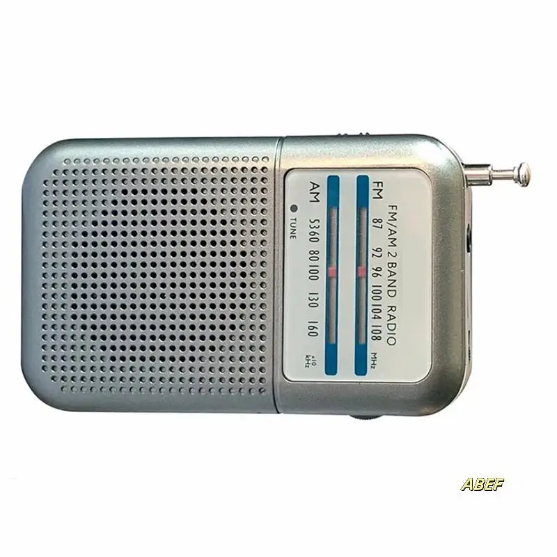 راديو DE333 AM/FM حجم الجيب مع مقبض صغير نطاقين راديو FM مسجل راديو عالي الحساسية