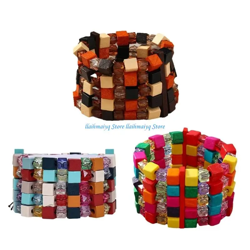 

573B Fashionable Handmade Colorful And Acrylic Bead Bracelet Comfortable Elastic Wristband for Stylish Look