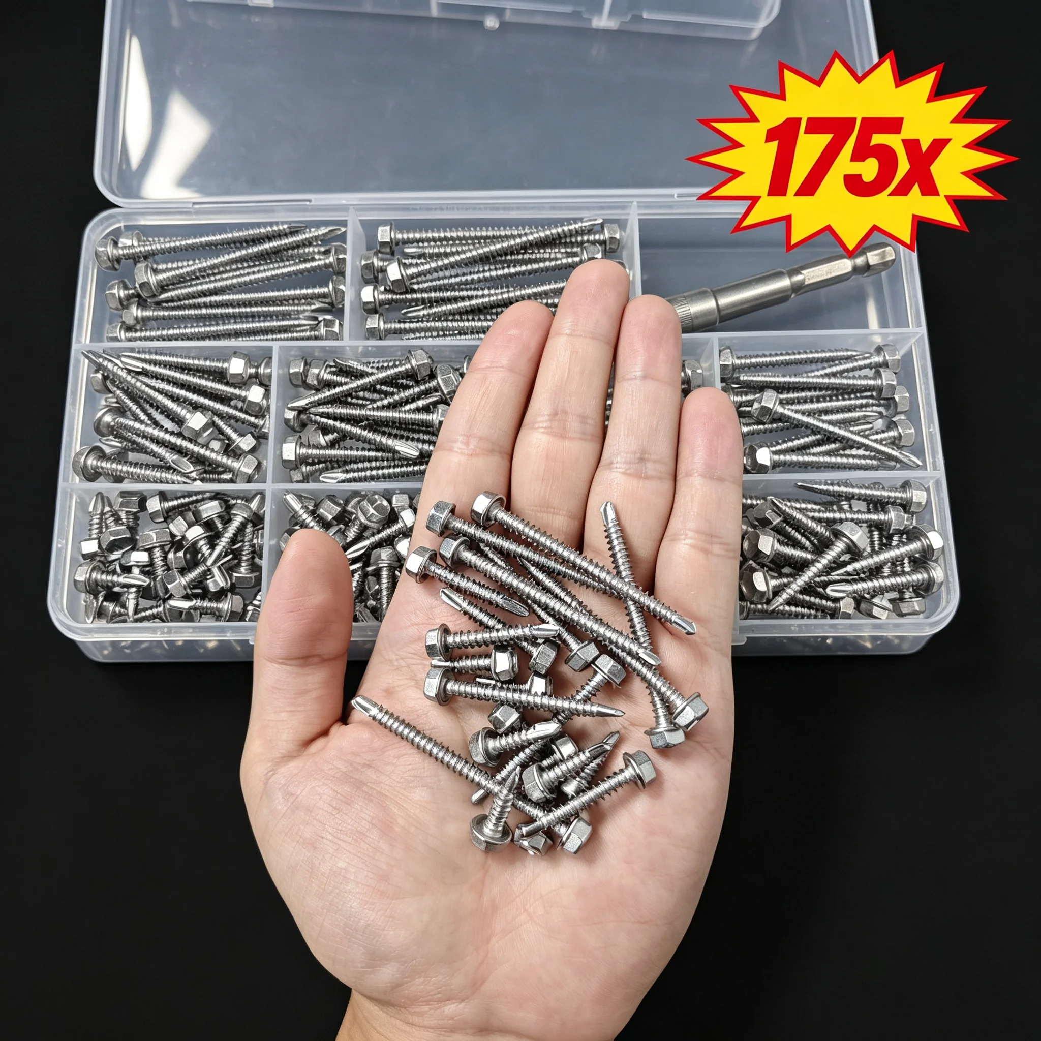 175pcs Self-Tapping Screw Combo Set Includes 7 Lengths (13-50mm) for Durable Fastening in Various Applications