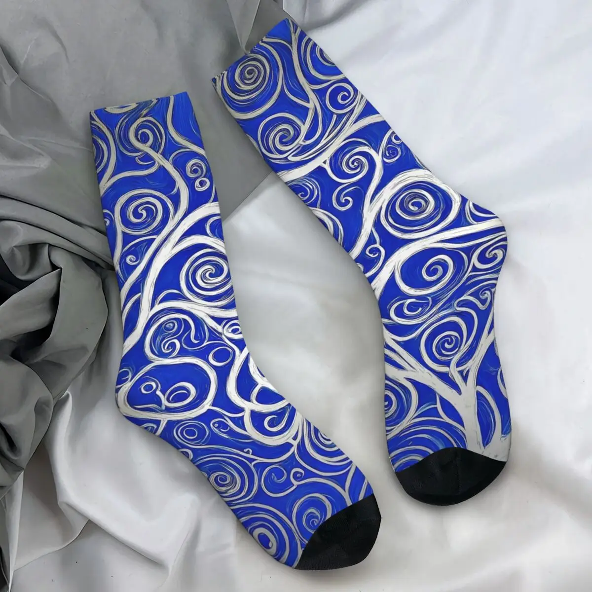 Trees With Swirls Stockings Abstract Painting Graphic Elegant Socks Autumn Anti Slip Socks Men Outdoor Sports High Quality Socks