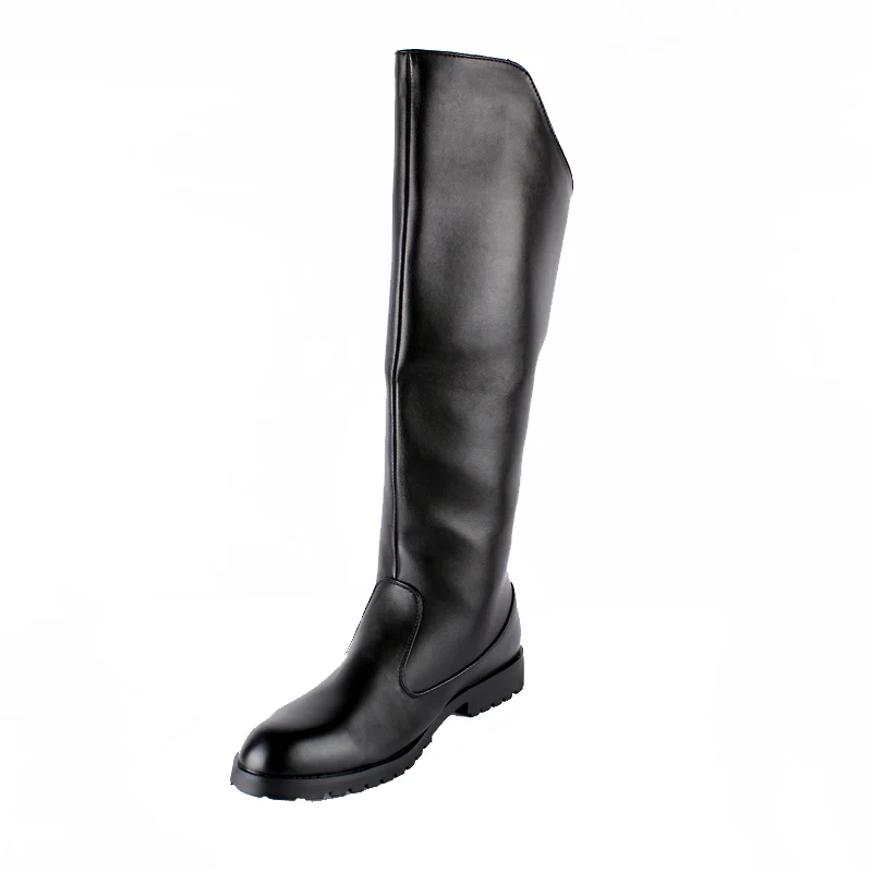 men fashion high top knight boots black original leather shoes stage nightclub dress autumn winter long boot knee botas zapatos