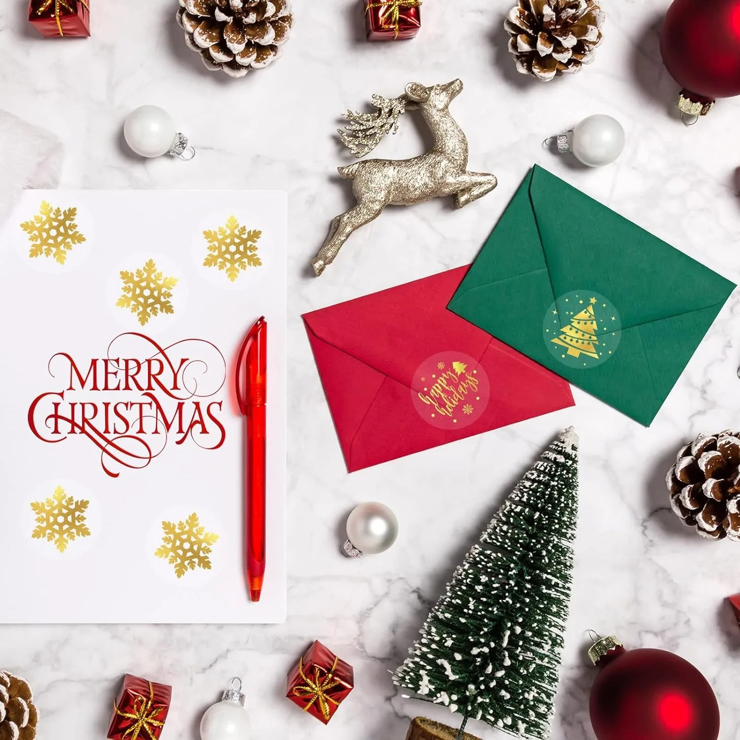 Christmas Stickers Gold Foil Snowflake Stickers For Invitations Office Presents