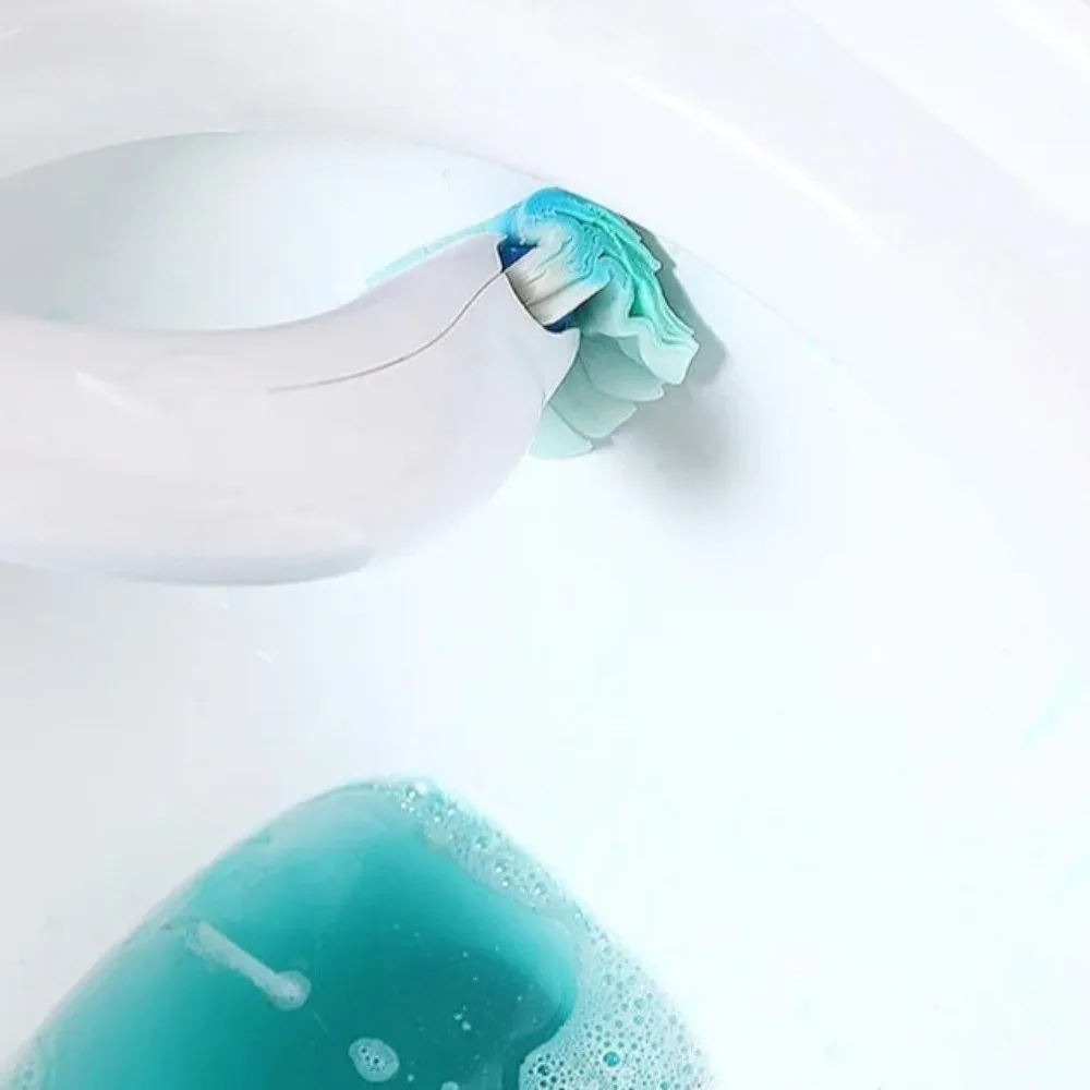 

Disposable Heads Toilet Brush Set Plastic Water Soluble Toilet Brush Holder 12 Refills No Blind Spots Toilet Scrubber Restroom
