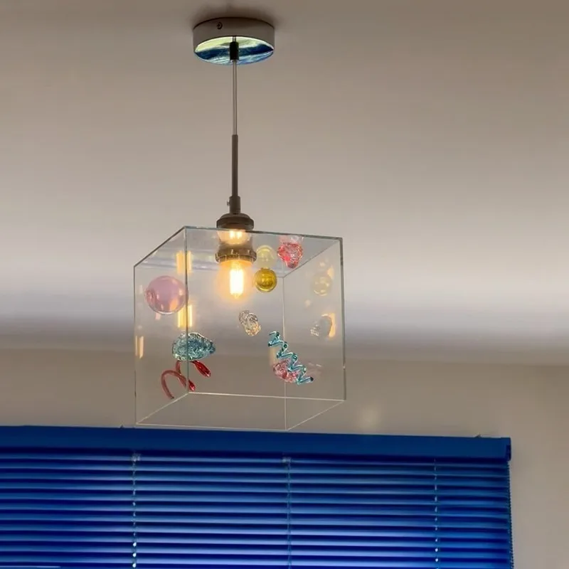 Creative glass small chandelier bedroom bedside long line chandelier Memphis medieval corridor balcony chandelier