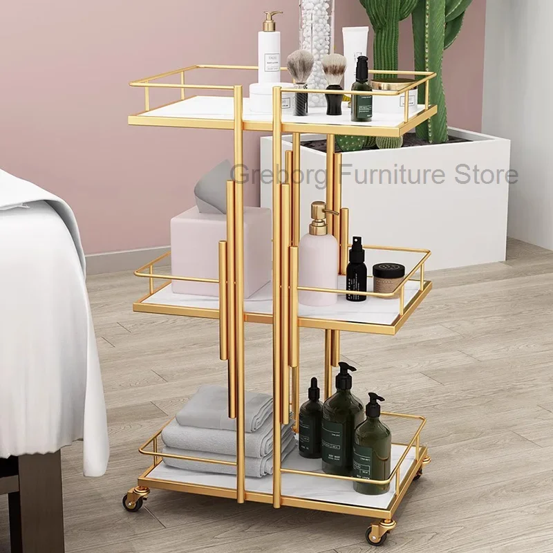 Rolling Trolley Storage Pedicure Food Serving Cart Hotel Elegant Hairdresser Clinical Service Iron Beauty Muebles Belleza Salon