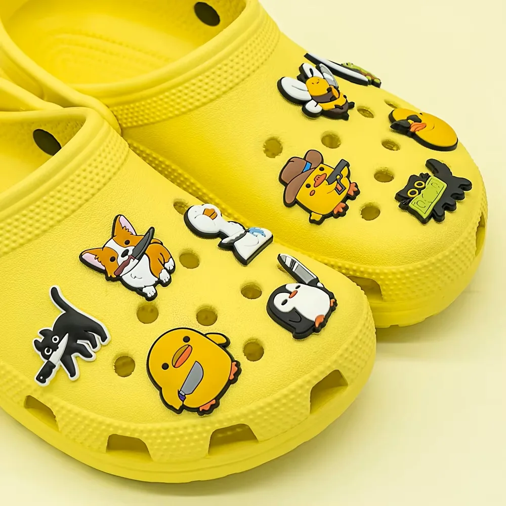 10pcs Cute Duck Shoe Charms for Women Men Girls Frog Shoes Decoration Accessories Buckle For Clog Sandal Wristband Bag