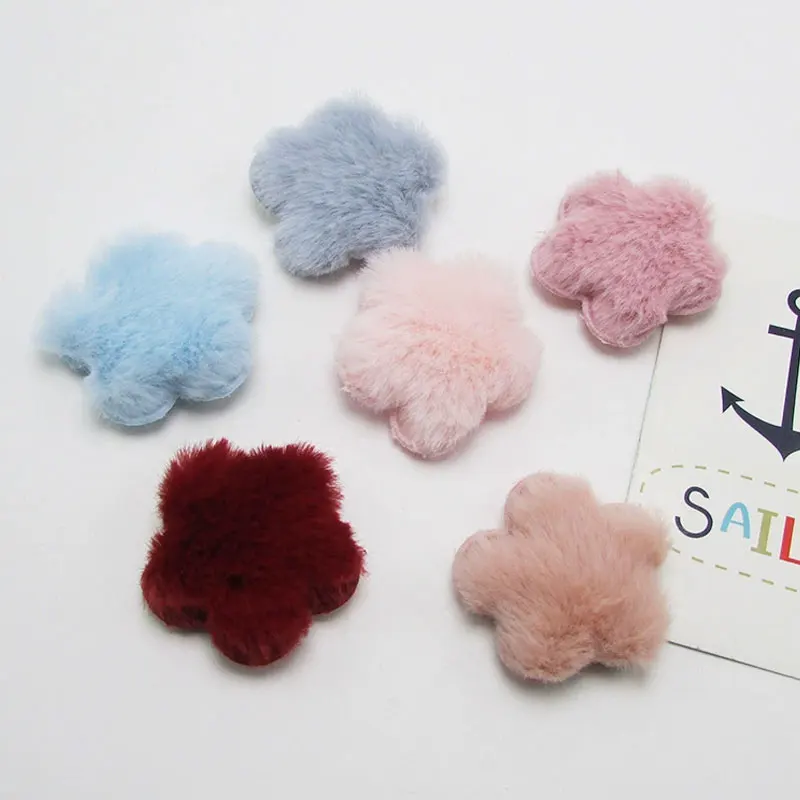 Small size 40pcs/lot Multi Color Furry Felt Padded Heart/Star/Crown Appliques for DIY Handmade Children\'s hair Clip Accessories