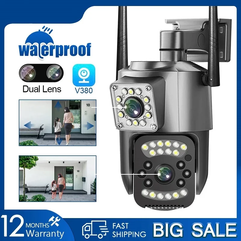 V380 Pro CCTV Camera Dual Lens PTZ camera WIFI 4K 8MP Wireless Outdoor Surveillance  Security Camera Waterproof IP66