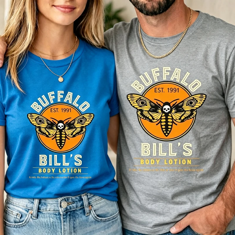 Buffalo Bill's Body Lotion Moth Graphic T Shirt The Silence of The Lambs Movie Tee Short Sleeve Casual Crew Neck Y2k Top