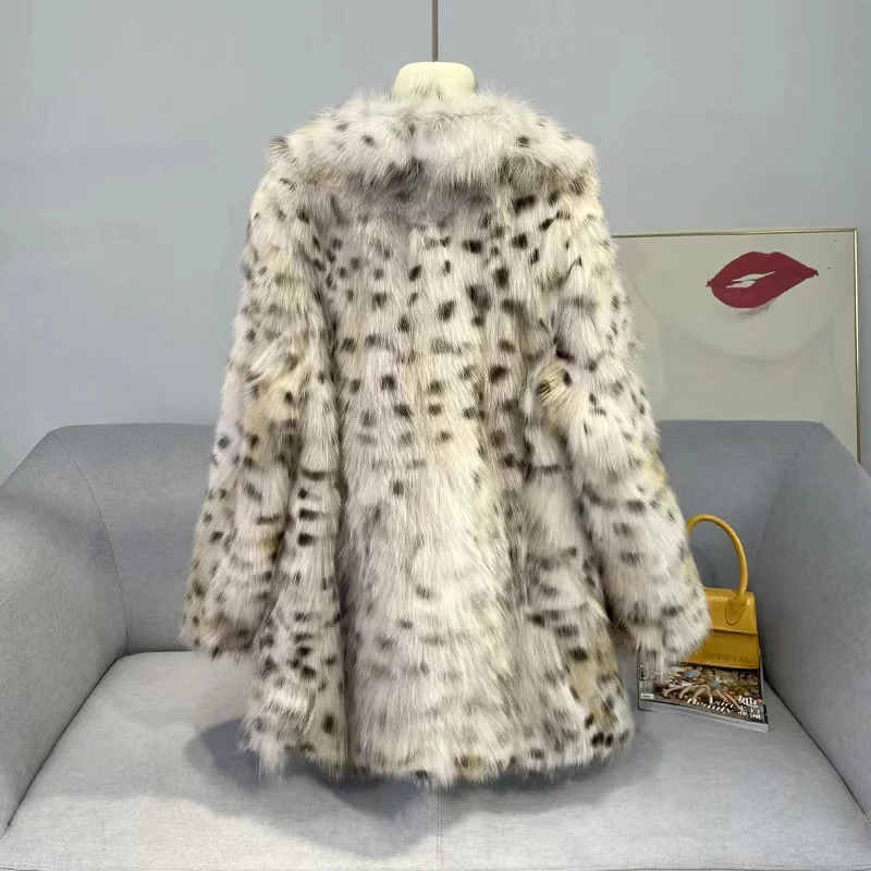 Autumn Winter New Leopard Print Fur Integrated Woman Short Coat Suit Collar Imitation Fox Fur Coat Trend Winter Warm Fur Jacket