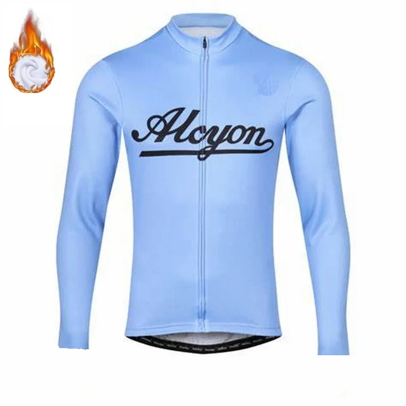 Winter Fleece Thermal Only Cycling Jerseys ALCYON TEAM RETRO CLASSIC Long Sleeve Men Bike Wear Cycling Clothing