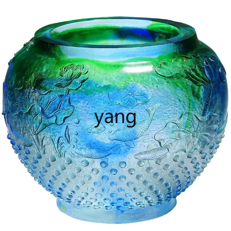 LH lotus cornucopia ornament glazed handicrafts living room entrance study decoration