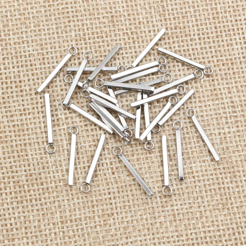 20pcs 10 15 20 25 30 35 40 50mm Stainless Steel Rectangular Straight Tube for Earrings Findings Jewelry Necklace Pendant Charms