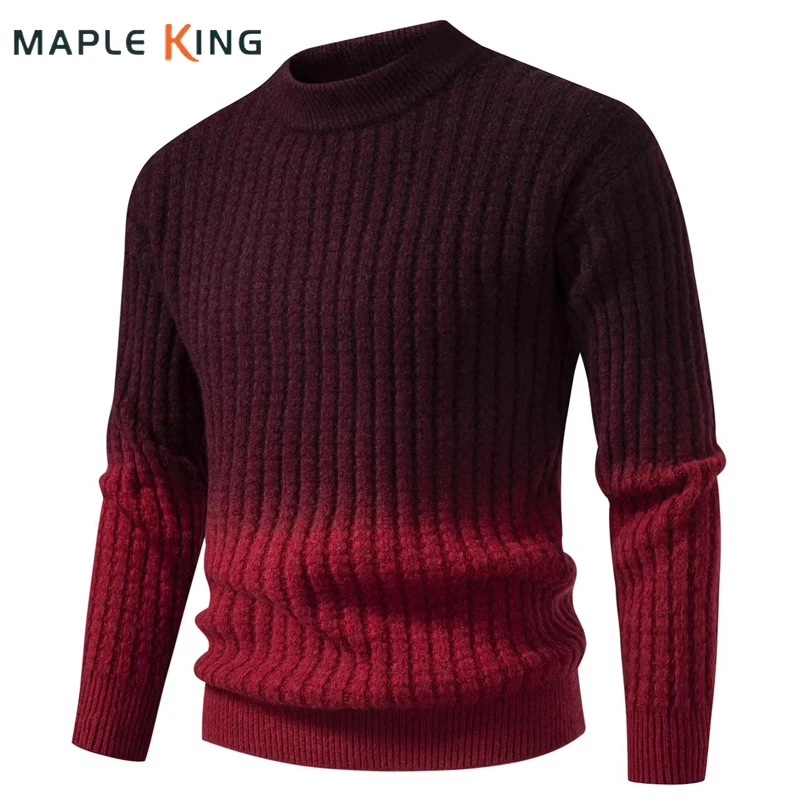 

Vintage Gradient Color Pullovers Knitwear for Mens Sweaters 2026 Spring Autumn Warm Mens Jerseys Ugly Christmas Sweater Coats