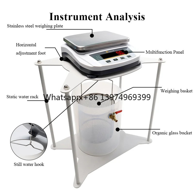 Solid Immersion Density Electronic Scale 5kg 0.1g Lab Balance Static Water Balance
