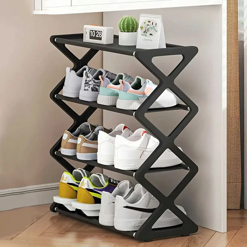 4-Tier X-Type Shoe Storage Rack, Dorm Rooms Multifunctional X-shaped Dust-proof Storage Rack for Entryways Hallways Bedrooms