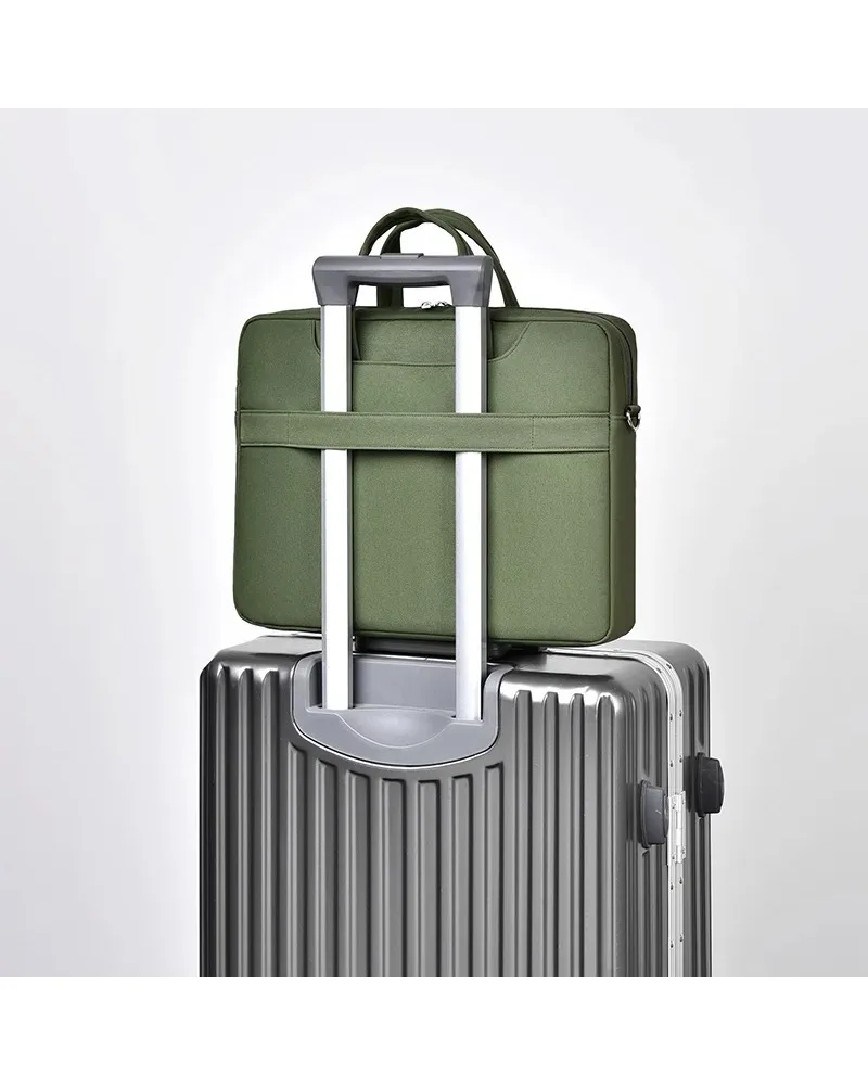 Green Shockproof Laptop Bag 15.6 Inch Notebook Briefcase With Air Cushion Oxford Cloth Portable Business Handbag