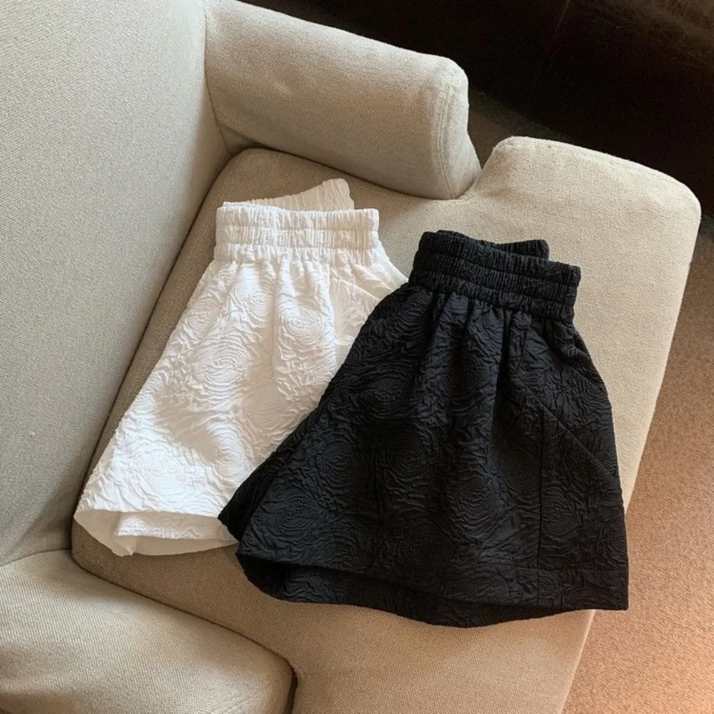 

High Waist Black White Shorts Comfortable Elastic High Waist Shorts Leisure With Pockets Casual Sports Short Pants Fitness