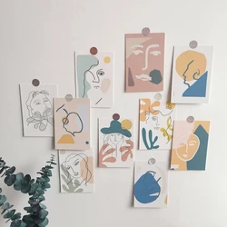 Ins cartão decorativo de arte em linha abstrata, cartão nórdico de 5 folhas, adesivo criativo de parede diy, sala de fundo, mini pôster, adereços de foto