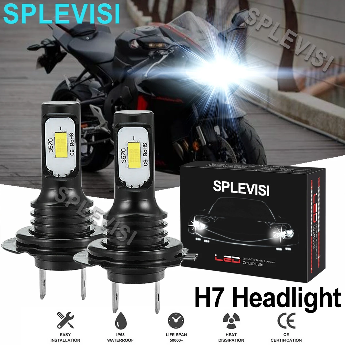 

2x70W white Motorcycle LEHeadlight For Honda CBR1000RR 2004-2008 2009 2010 2011 2012 2013-2015 2016 2017 2018 2019 2020 2021