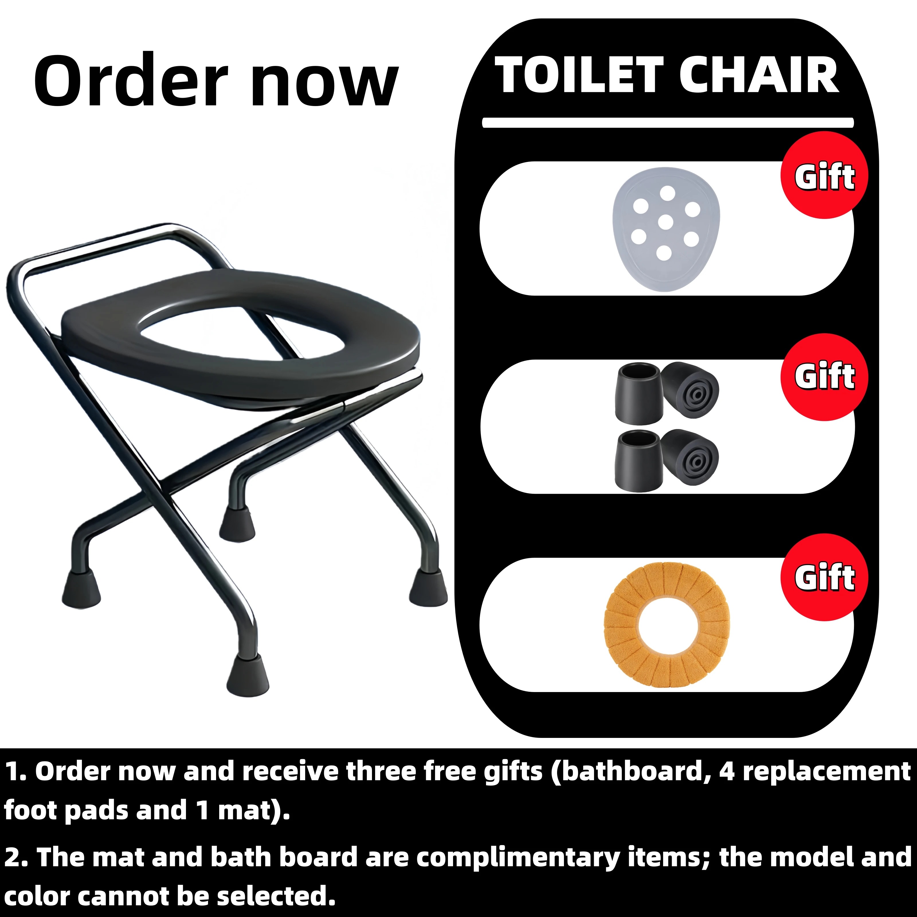 

Carbon Steel Toilet, Free 3-Piece Set (Seat Cushion + Foot Pad + Bath Board), High Load-Bearing and Stable, Can Be Used for Both Toilet and Bathing, Suitable for Both Outdoor and Indoor Use, Suitable for Multiple Scenarios
