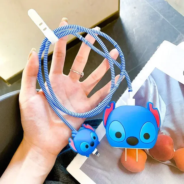 Cartoon Spring Cable Winder For Apple 18w/20w Charger Protective Case For iPhone 14/13 Data Cable Head Bite Protector Sleeve